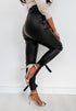 Women's Casual PU Long Leather Pants With Belt - ROUTINE FASHION
